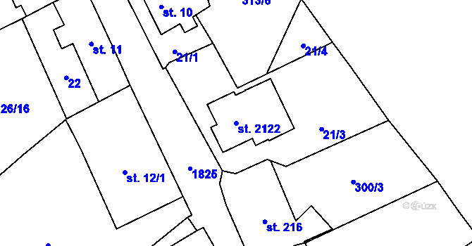 Parcela st. 2122 v KÚ Hluboká nad Vltavou, Katastrální mapa