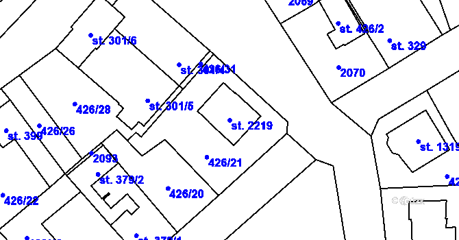 Parcela st. 2219 v KÚ Hluboká nad Vltavou, Katastrální mapa