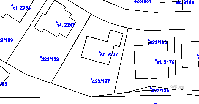 Parcela st. 2237 v KÚ Hluboká nad Vltavou, Katastrální mapa