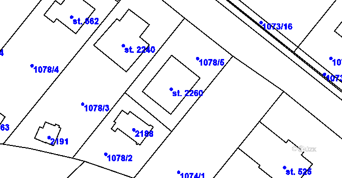 Parcela st. 2260 v KÚ Hluboká nad Vltavou, Katastrální mapa