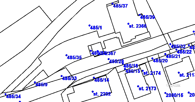 Parcela st. 2367 v KÚ Hluboká nad Vltavou, Katastrální mapa