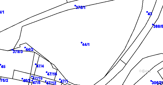 Parcela st. 44/1 v KÚ Munice, Katastrální mapa