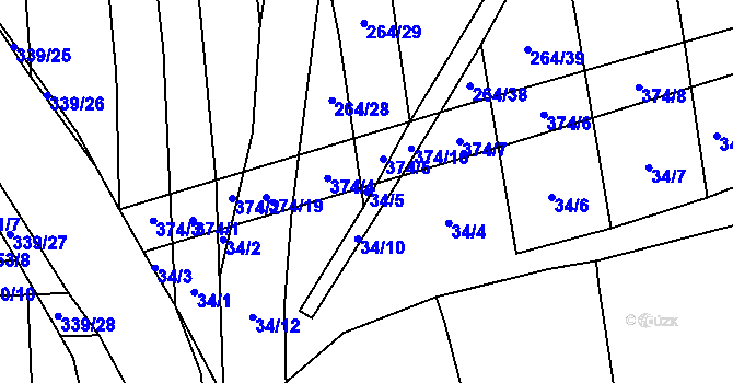 Parcela st. 34/5 v KÚ Munice, Katastrální mapa