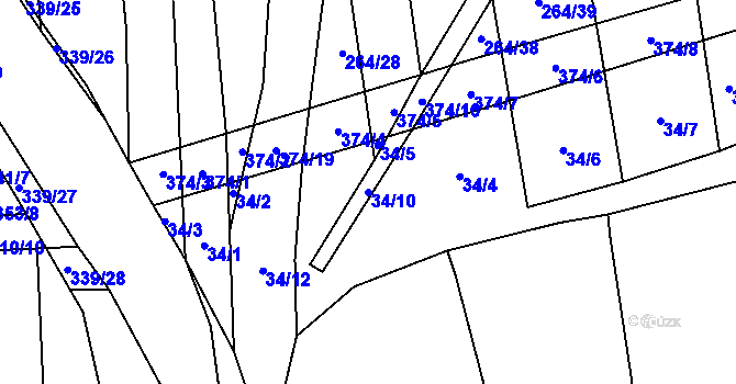 Parcela st. 34/10 v KÚ Munice, Katastrální mapa