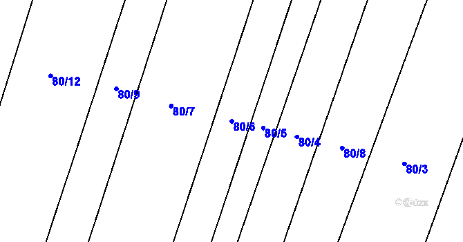 Parcela st. 80/6 v KÚ Munice, Katastrální mapa