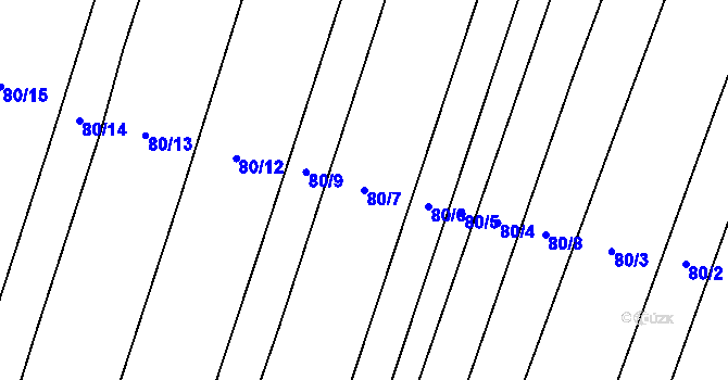 Parcela st. 80/7 v KÚ Munice, Katastrální mapa