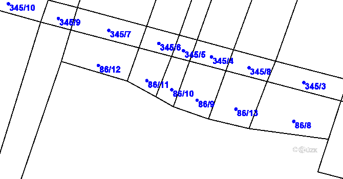 Parcela st. 86/10 v KÚ Munice, Katastrální mapa
