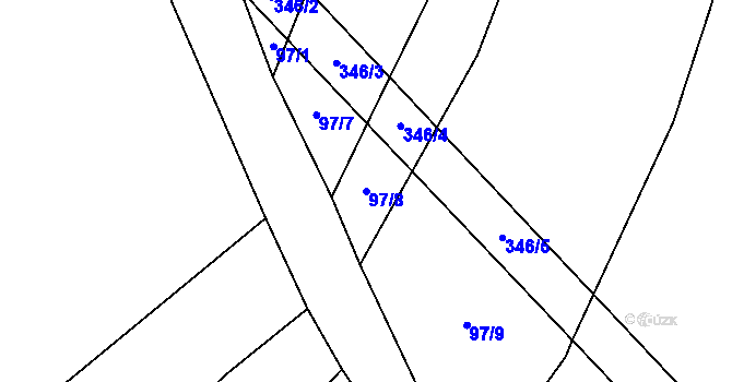 Parcela st. 97/8 v KÚ Munice, Katastrální mapa