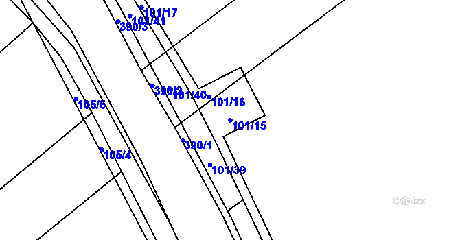 Parcela st. 101/15 v KÚ Munice, Katastrální mapa