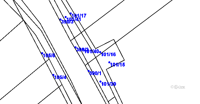 Parcela st. 101/16 v KÚ Munice, Katastrální mapa