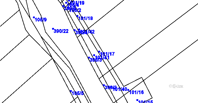 Parcela st. 101/17 v KÚ Munice, Katastrální mapa