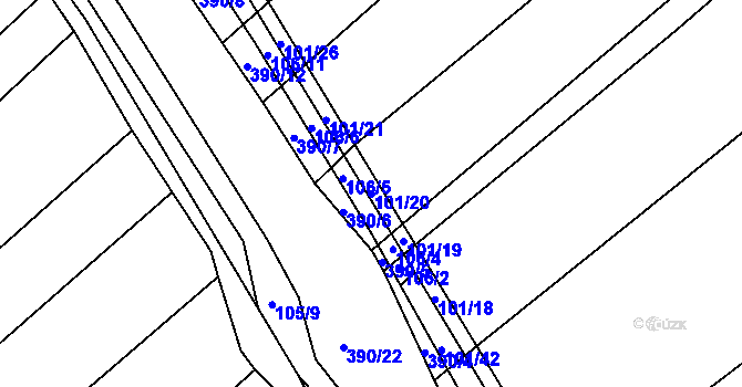 Parcela st. 101/20 v KÚ Munice, Katastrální mapa