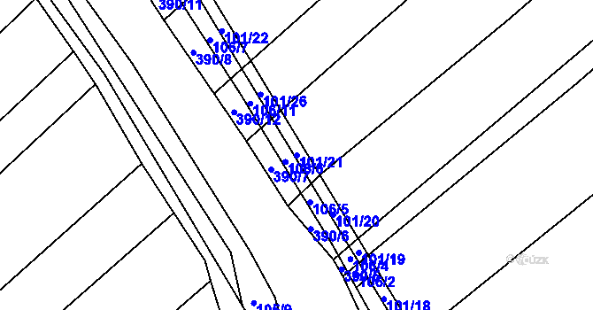 Parcela st. 101/21 v KÚ Munice, Katastrální mapa