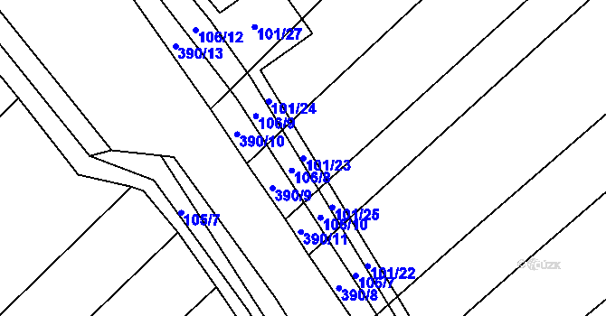 Parcela st. 101/23 v KÚ Munice, Katastrální mapa