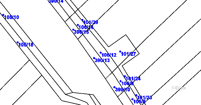 Parcela st. 106/12 v KÚ Munice, Katastrální mapa
