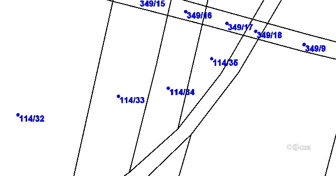 Parcela st. 114/34 v KÚ Munice, Katastrální mapa