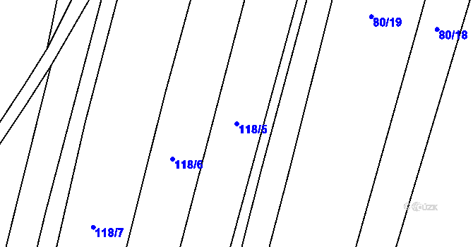 Parcela st. 118/5 v KÚ Munice, Katastrální mapa