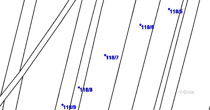 Parcela st. 118/7 v KÚ Munice, Katastrální mapa