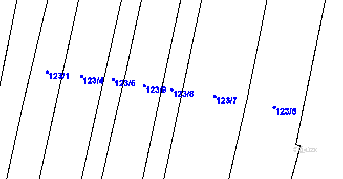Parcela st. 123/8 v KÚ Munice, Katastrální mapa