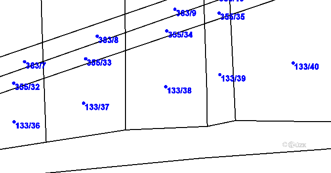 Parcela st. 133/38 v KÚ Munice, Katastrální mapa