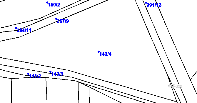Parcela st. 143/4 v KÚ Munice, Katastrální mapa