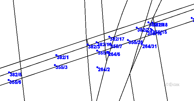 Parcela st. 355/4 v KÚ Munice, Katastrální mapa