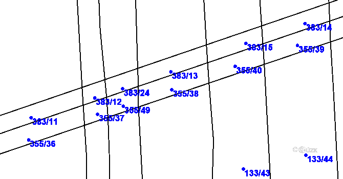 Parcela st. 355/38 v KÚ Munice, Katastrální mapa
