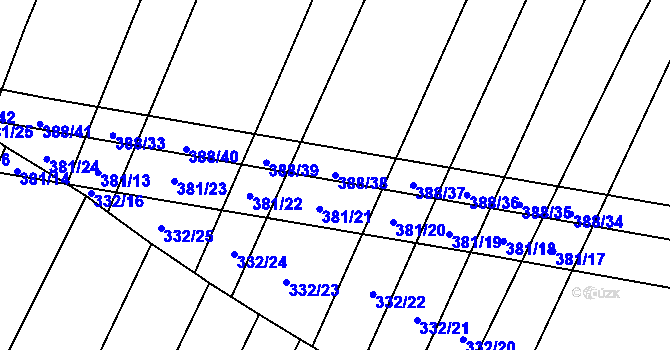 Parcela st. 388/38 v KÚ Munice, Katastrální mapa