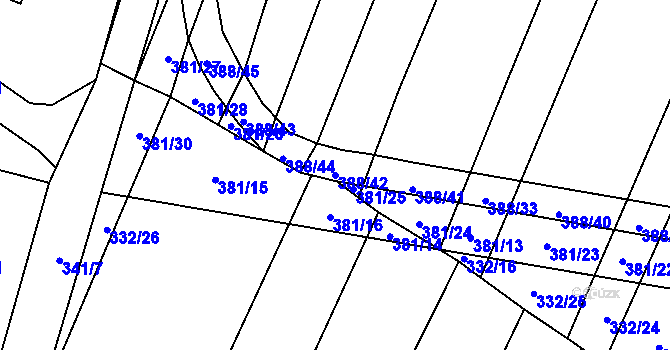Parcela st. 388/42 v KÚ Munice, Katastrální mapa