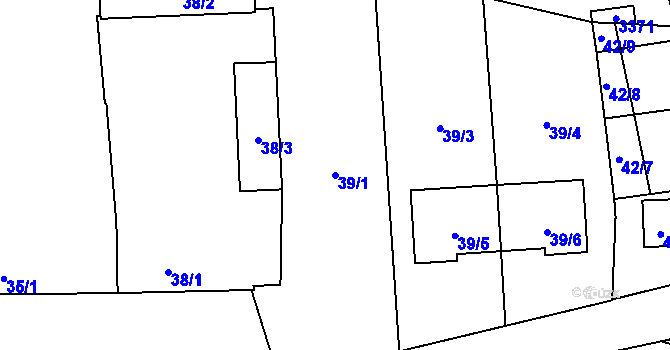 Parcela st. 39/1 v KÚ Munice, Katastrální mapa