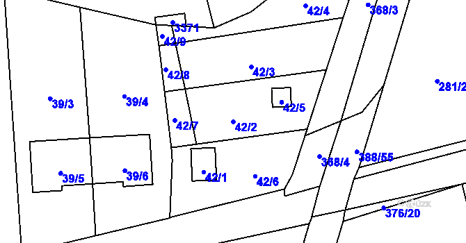 Parcela st. 42/2 v KÚ Munice, Katastrální mapa
