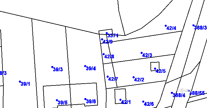 Parcela st. 42/8 v KÚ Munice, Katastrální mapa
