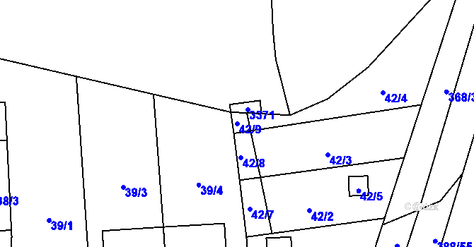 Parcela st. 42/9 v KÚ Munice, Katastrální mapa