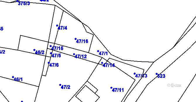 Parcela st. 47/1 v KÚ Munice, Katastrální mapa
