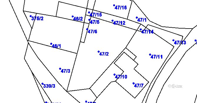 Parcela st. 47/2 v KÚ Munice, Katastrální mapa