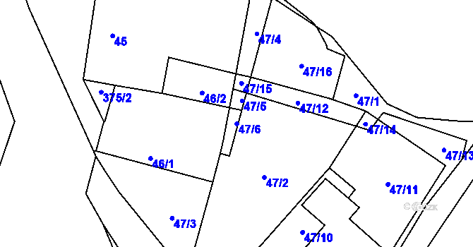 Parcela st. 47/6 v KÚ Munice, Katastrální mapa