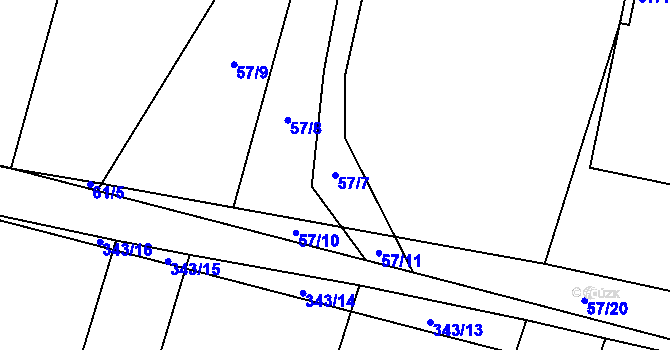 Parcela st. 57/7 v KÚ Munice, Katastrální mapa