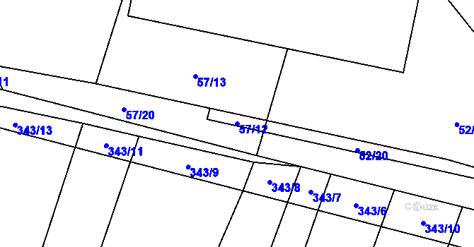 Parcela st. 57/12 v KÚ Munice, Katastrální mapa