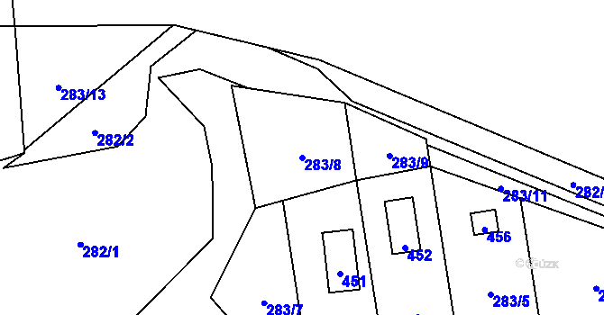 Parcela st. 283/8 v KÚ Munice, Katastrální mapa