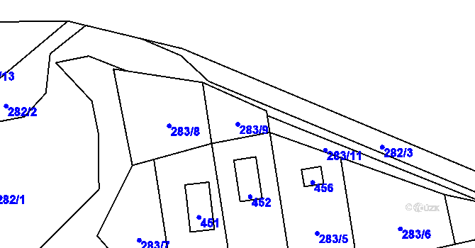 Parcela st. 283/9 v KÚ Munice, Katastrální mapa