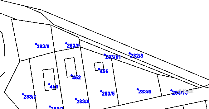 Parcela st. 283/11 v KÚ Munice, Katastrální mapa