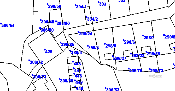 Parcela st. 298/4 v KÚ Munice, Katastrální mapa