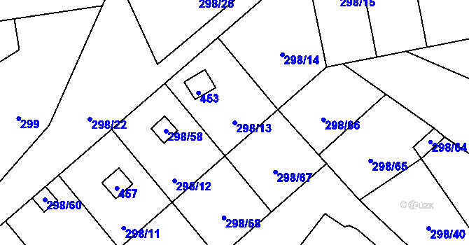 Parcela st. 298/13 v KÚ Munice, Katastrální mapa