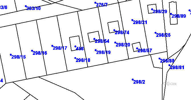 Parcela st. 298/19 v KÚ Munice, Katastrální mapa