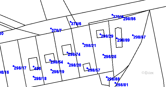 Parcela st. 298/21 v KÚ Munice, Katastrální mapa