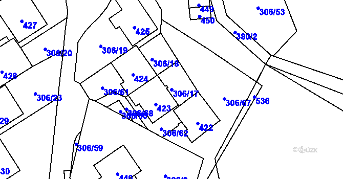 Parcela st. 306/17 v KÚ Munice, Katastrální mapa