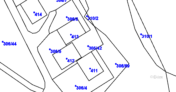 Parcela st. 306/42 v KÚ Munice, Katastrální mapa