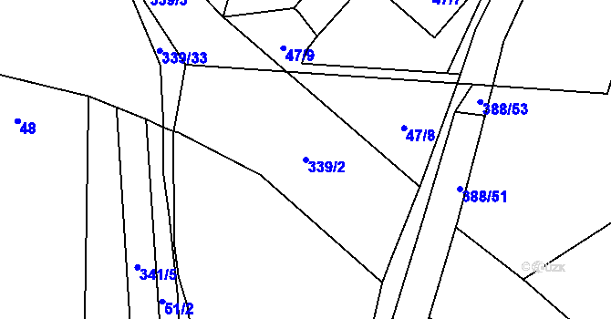 Parcela st. 339/2 v KÚ Munice, Katastrální mapa
