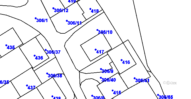 Parcela st. 417 v KÚ Munice, Katastrální mapa