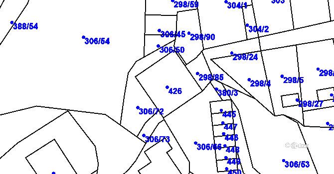 Parcela st. 426 v KÚ Munice, Katastrální mapa